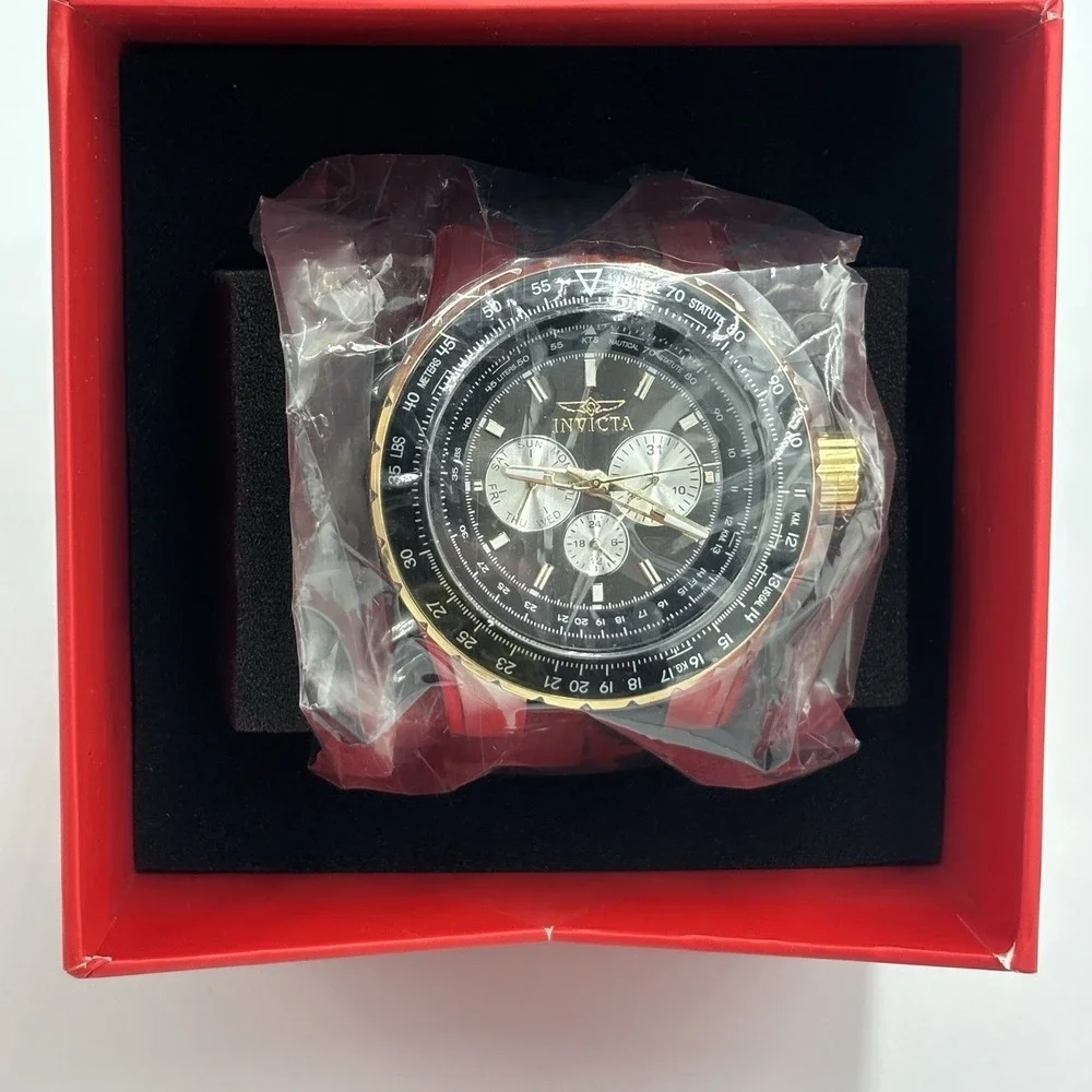 Invicta Aviator Watch Men 51mm Black Dial Two Tone Daydate Round 33029 New‎